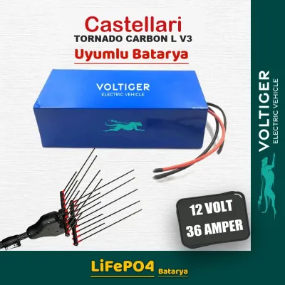 Voltiger 12 Volt 36 Amper (12V 36Ah) LiFePO4 Lityum Batarya — Castellari Tornado Carbon L V3 Uyumlu
