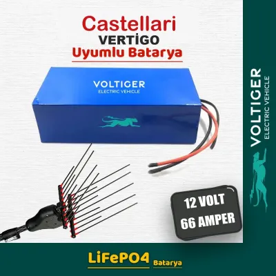Voltiger 12 Volt 66 Amper (12V 66Ah) LiFePO4 Lityum Batarya — Castellari Vertigo Uyumlu