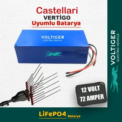 Voltiger 12 Volt 72 Amper (12V 72Ah) LiFePO4 Lityum Batarya — Castellari Vertigo Uyumlu
