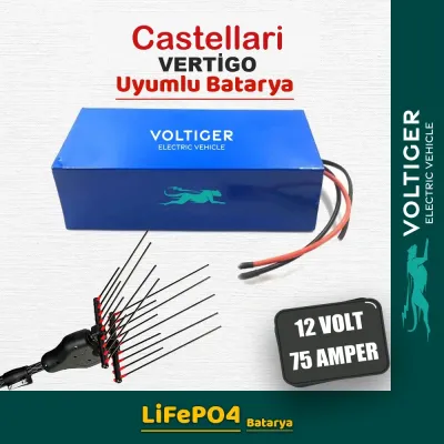 Voltiger 12 Volt 75 Amper (12V 75Ah) LiFePO4 Lityum Batarya — Castellari Vertigo Uyumlu