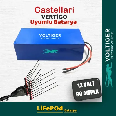 Voltiger 12 Volt 90 Amper (12V 90Ah) LiFePO4 Lityum Batarya — Castellari Vertigo Uyumlu