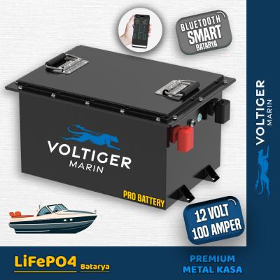12 Volt 100 Ah LiFePO4 Marin Bataryası-Bluetooth Özellikli-Metal Premium Kasa