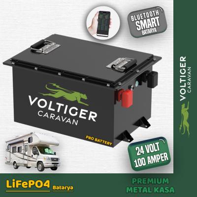 24 Volt 100 Ah LiFePO4 Karavan Bataryası-Bluetooth Özellikli-Metal Premium Kasa