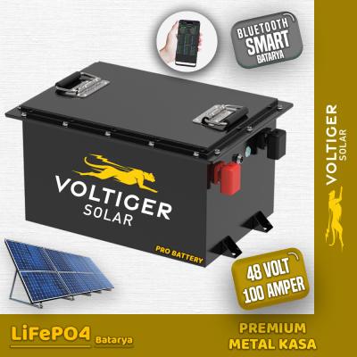 48 Volt 100 Ah LiFePO4 Solar Bataryası-Bluetooth Özellikli-Metal Premium Kasa