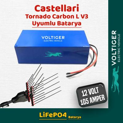 Voltiger 12 Volt 105 Amper (12V 105Ah) LiFePO4 Lityum Batarya — Castellari Tornado Carbon L V3 Uyumlu